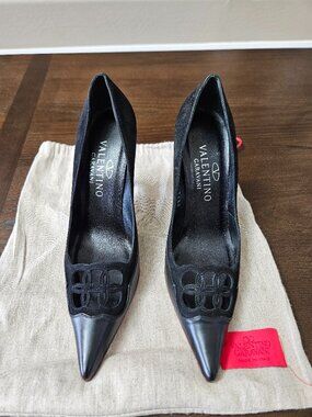 Valentino heels black leather and suede